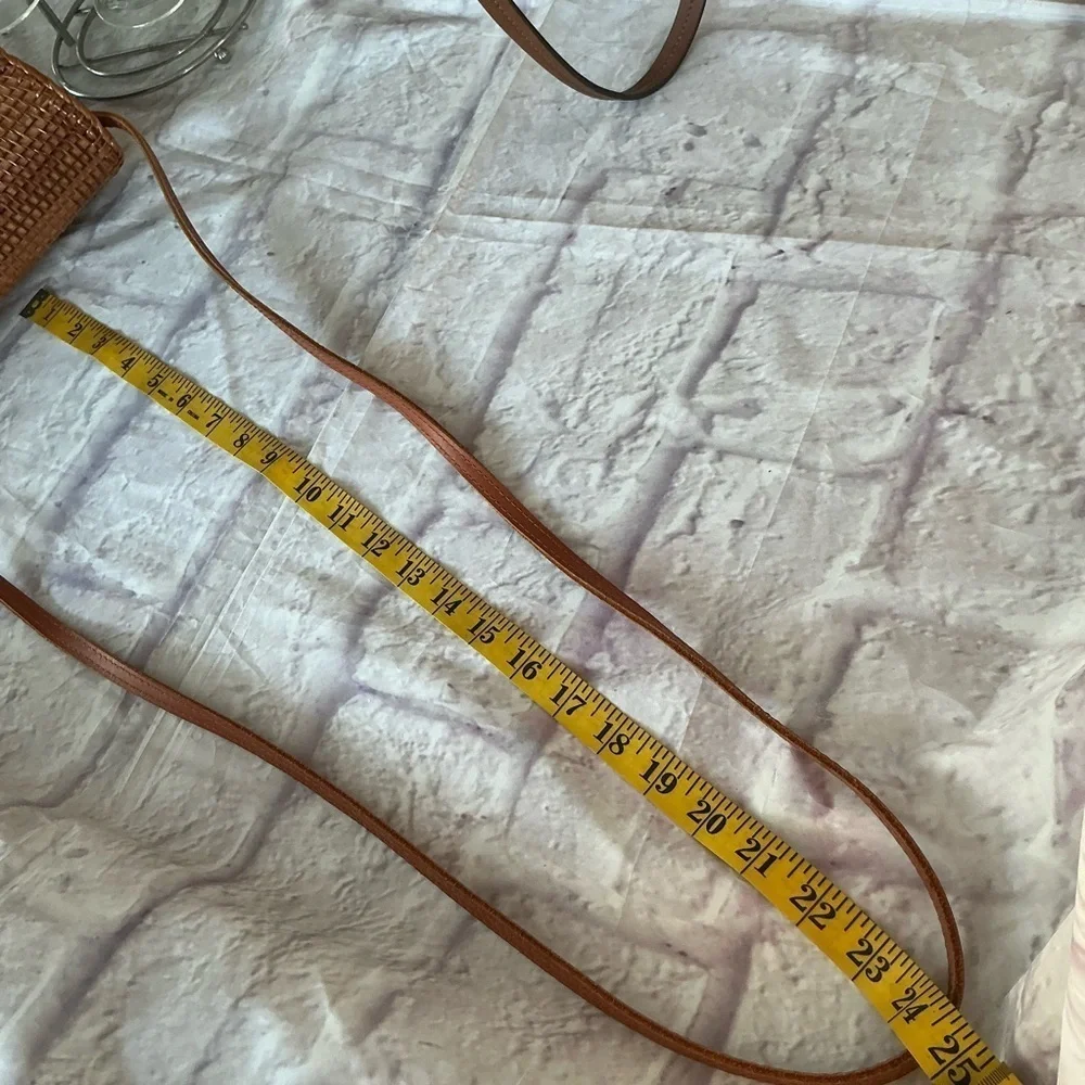 Vintage Brown Woven Crossbody Leather Strap Bag